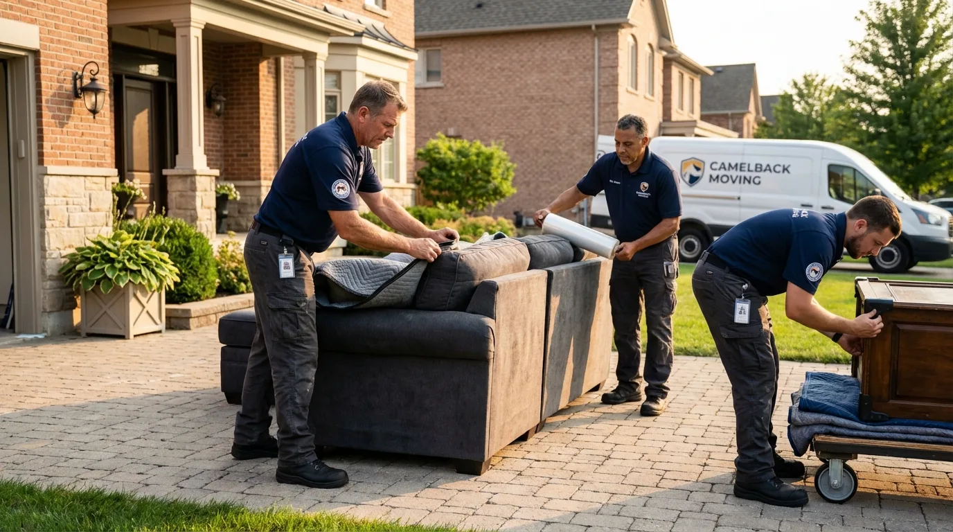 Large estate moving crew wrapping furniture in De Witt, AR